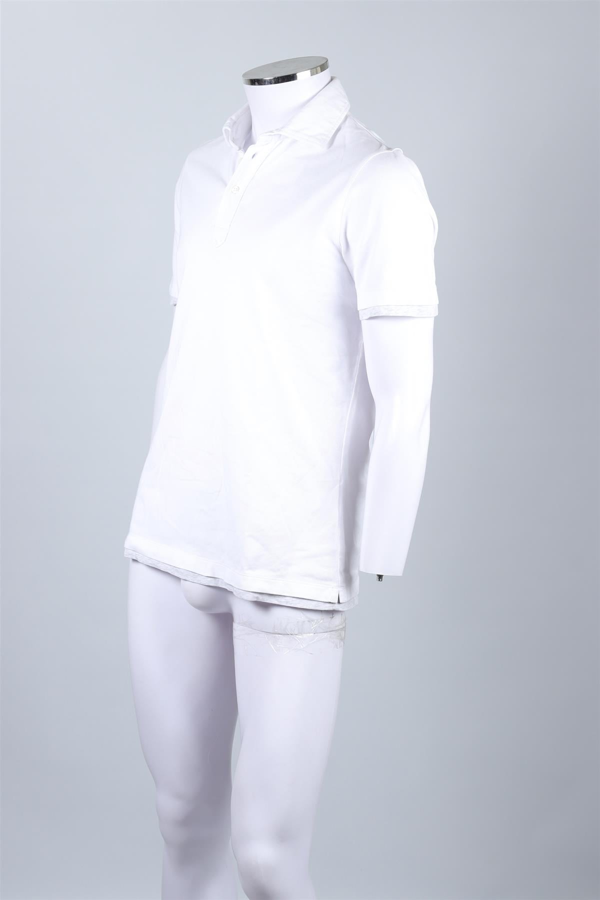 BRUNELLO CUCINELLI WHITE MEN'S COTTON POLO SHIRT MEDIUM
