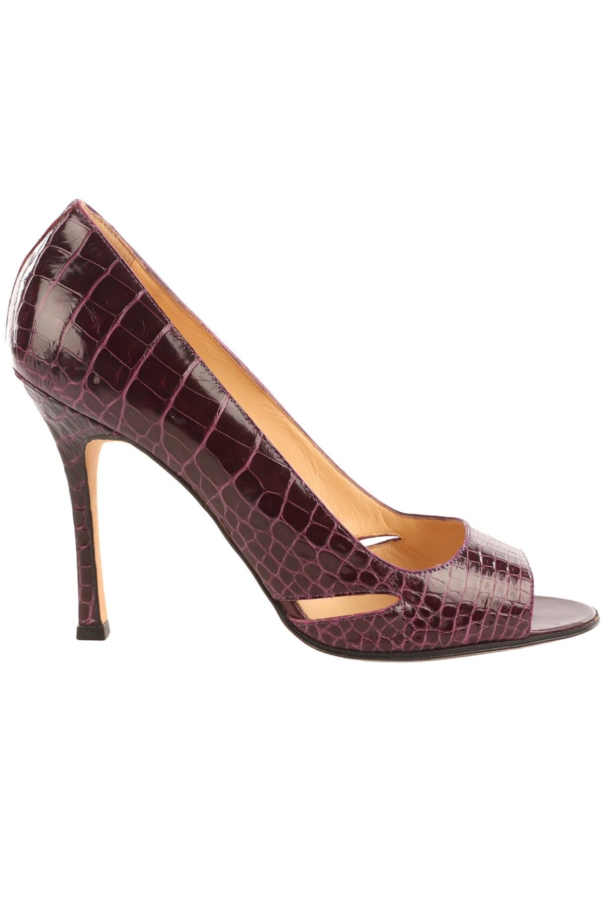 MANOLO BLAHNIK PURPLE ALLIGATOR PUMPS EU 38 UK 5 US 8
