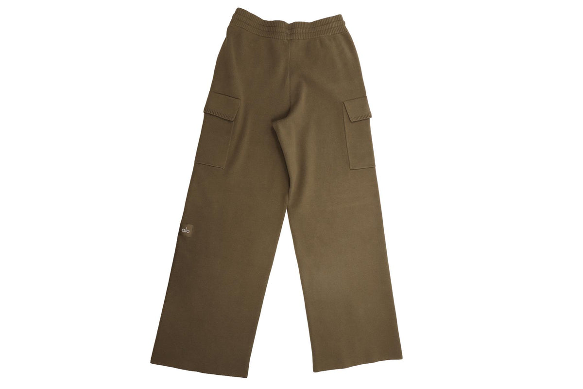 ALO YOGA GREEN COTTON WIDE LEG PANTS MEDIUM