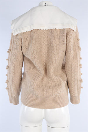 SANDRO BEIGE WOOL CARDIGAN UK 6