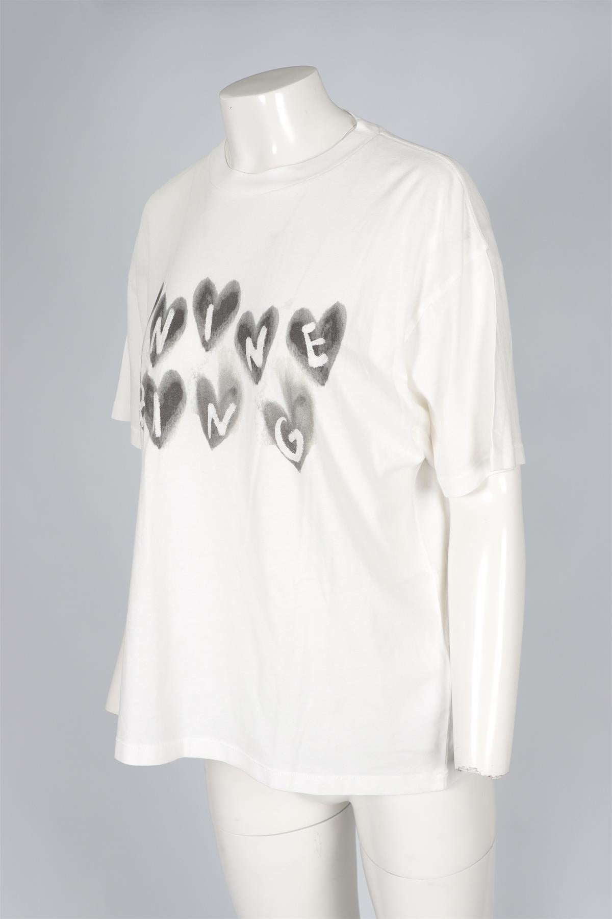 ANINE BING WHITE COTTON T-SHIRT MEDIUM