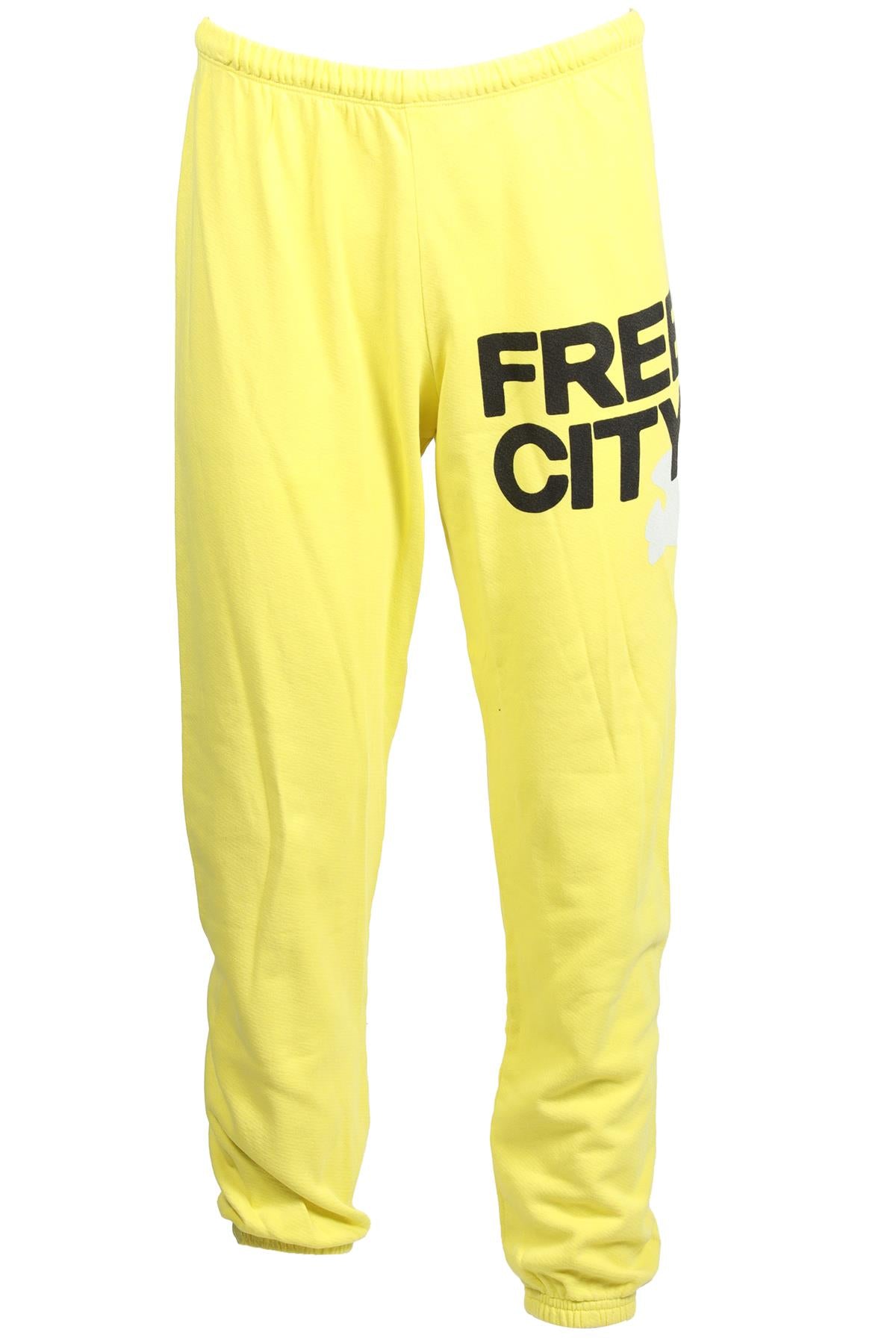 FREE CITY YELLOW COTTON TRACK PANTS SMALL