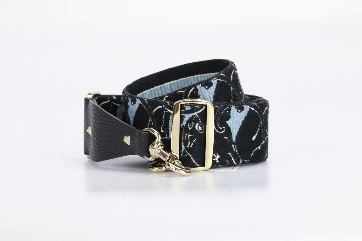 VALENTINO EMBROIDERED CANVAS AND LEATHER BAG STRAP