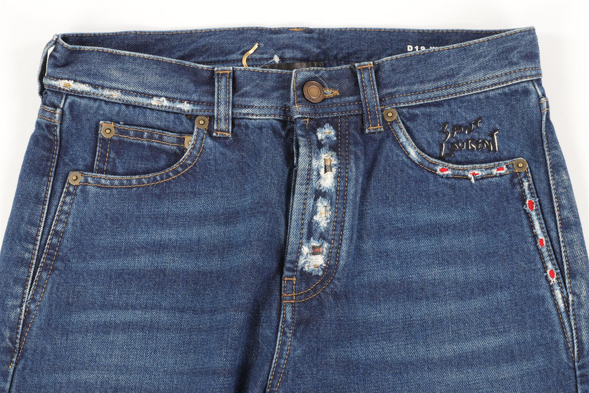 SAINT LAURENT BLUE DENIM STRAIGHT LEG JEANS W27 UK 8/10
