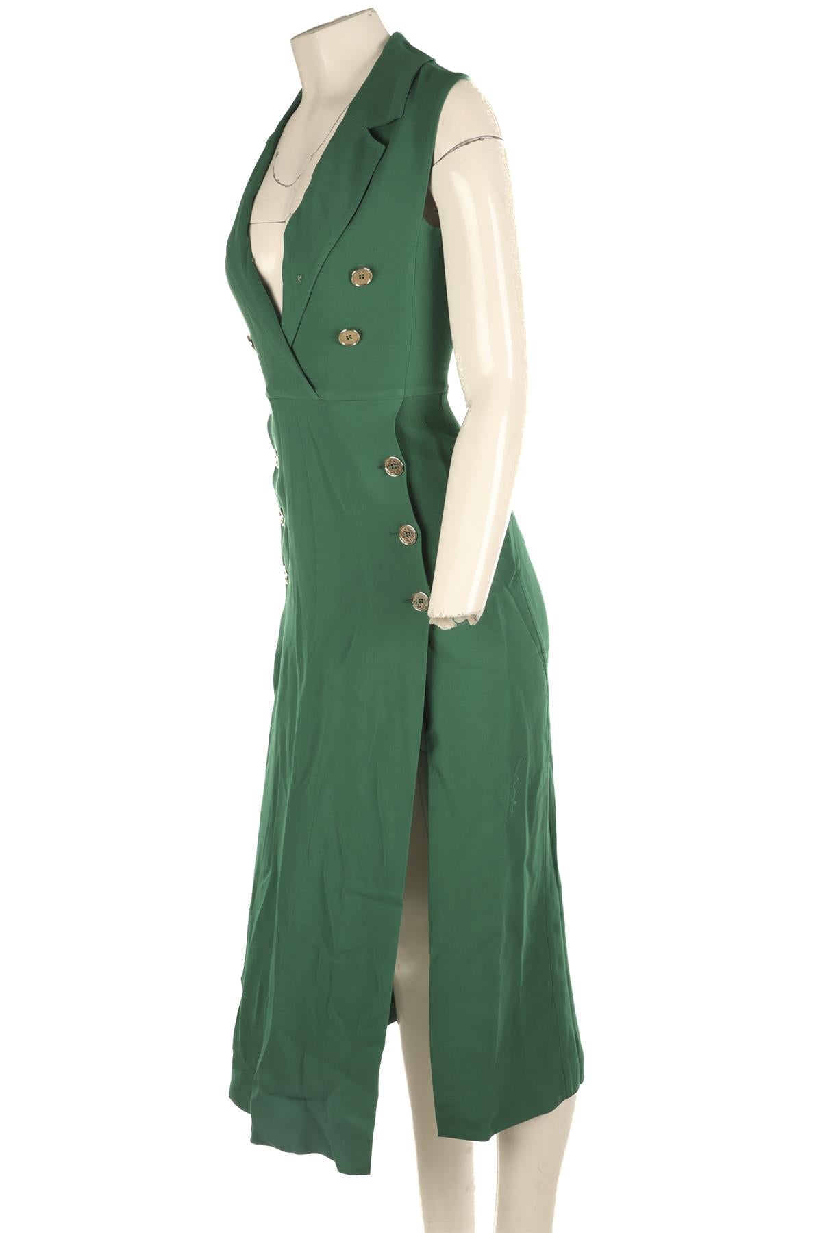 ELIE SAAB GREEN CREPE MAXI DRESS FR 36 UK 8