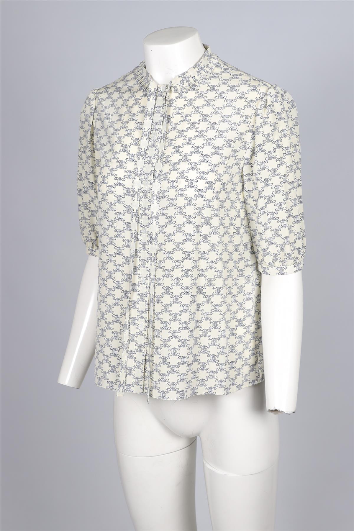 CELINE ECRU TRIOMPHE SILK TOP FR 38 UK 10
