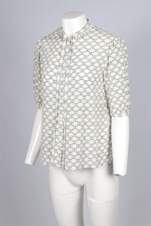 CELINE ECRU TRIOMPHE SILK TOP FR 38 UK 10