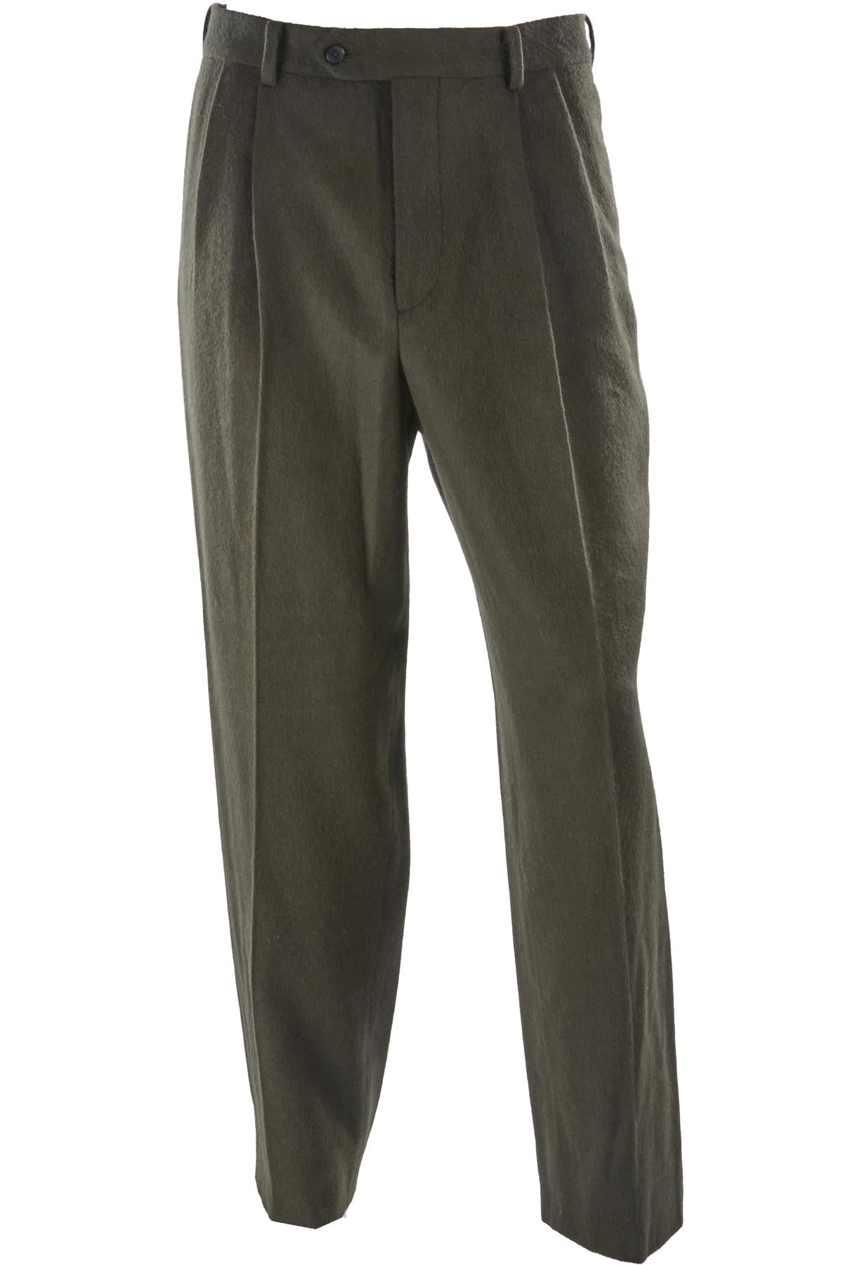 GREEN MEN'S CAMEL HAIR STRAIGHT LEG PANTS