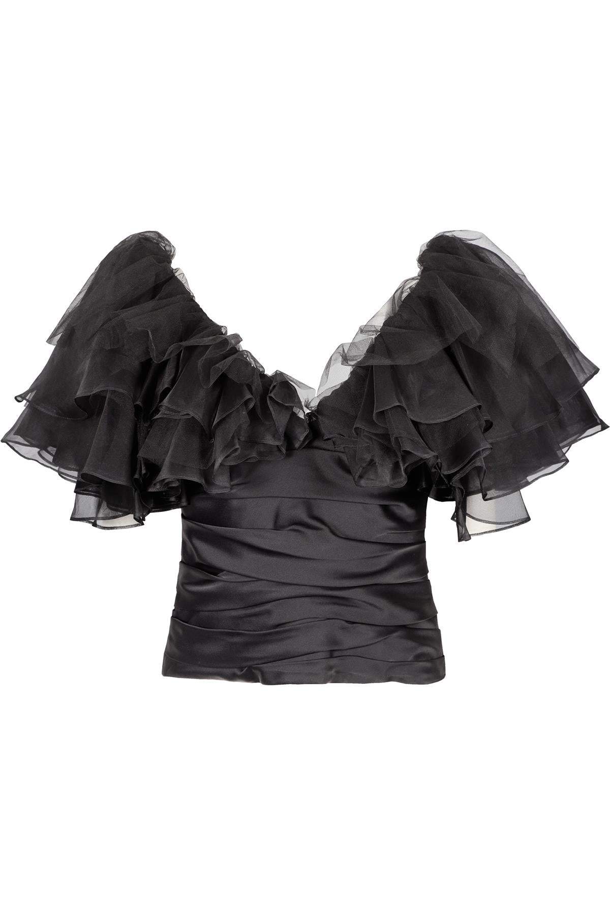 KHAITE BLACK SILK TOP US 4 UK 8