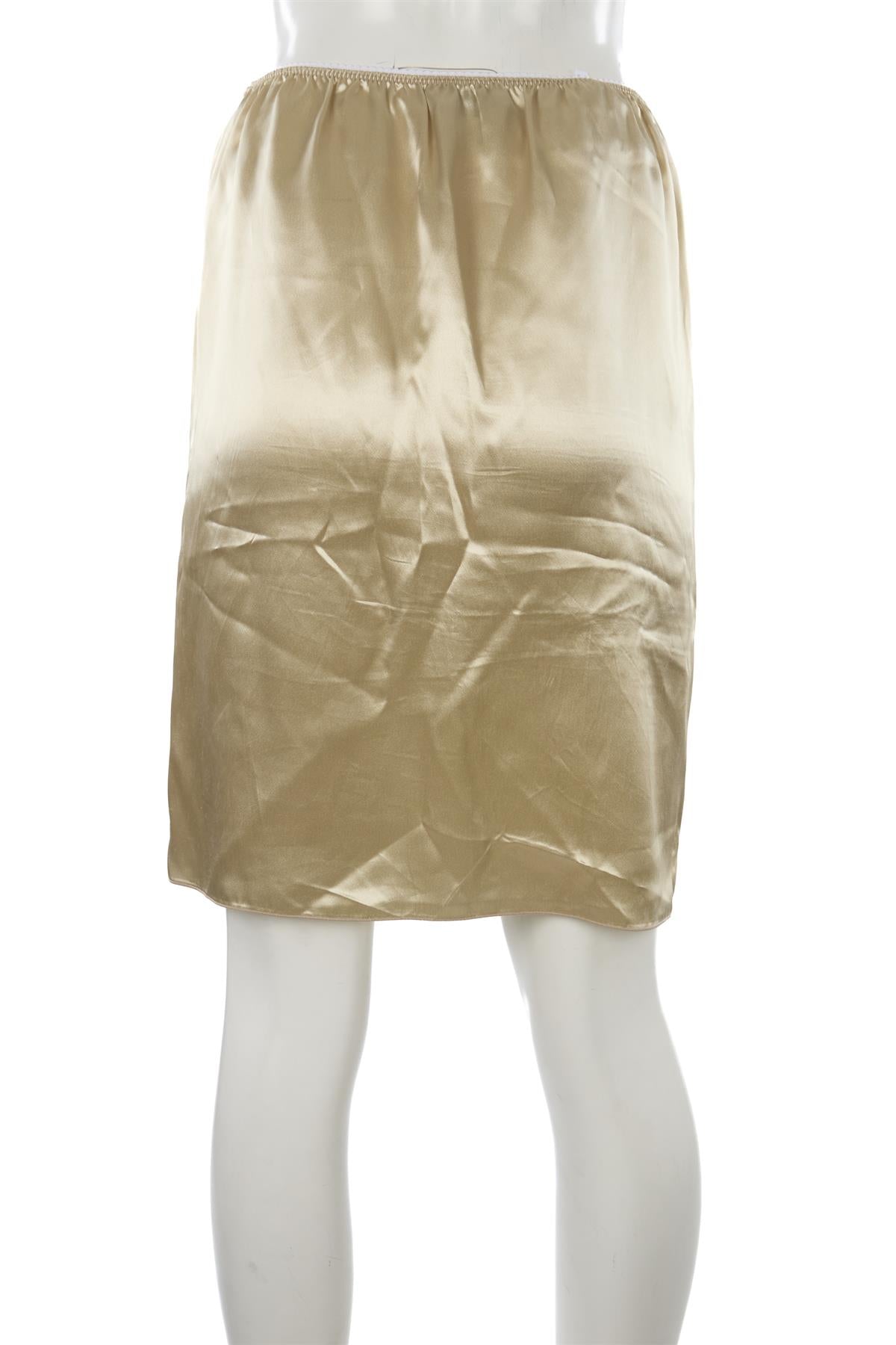 MIU MIU BEIGE SATIN MIDI SKIRT IT 40 UK 8