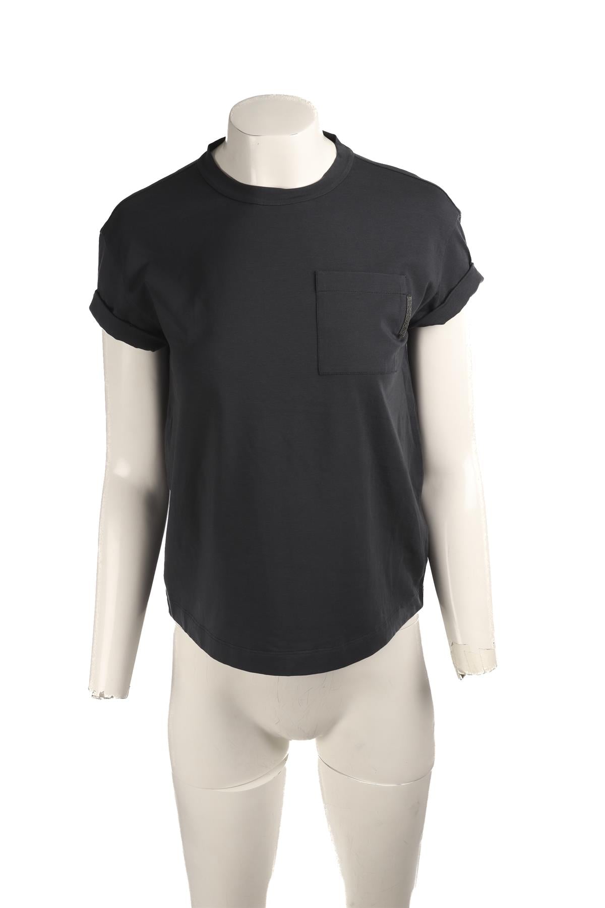 BRUNELLO CUCINELLI GREY COTTON T-SHIRT SMALL