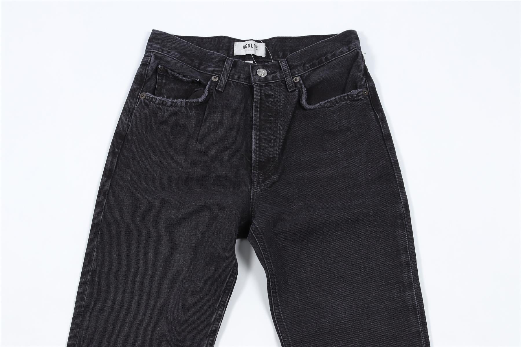 AGOLDE BLACK HIGH RISE STRAIGHT LEG JEANS W24 UK 6