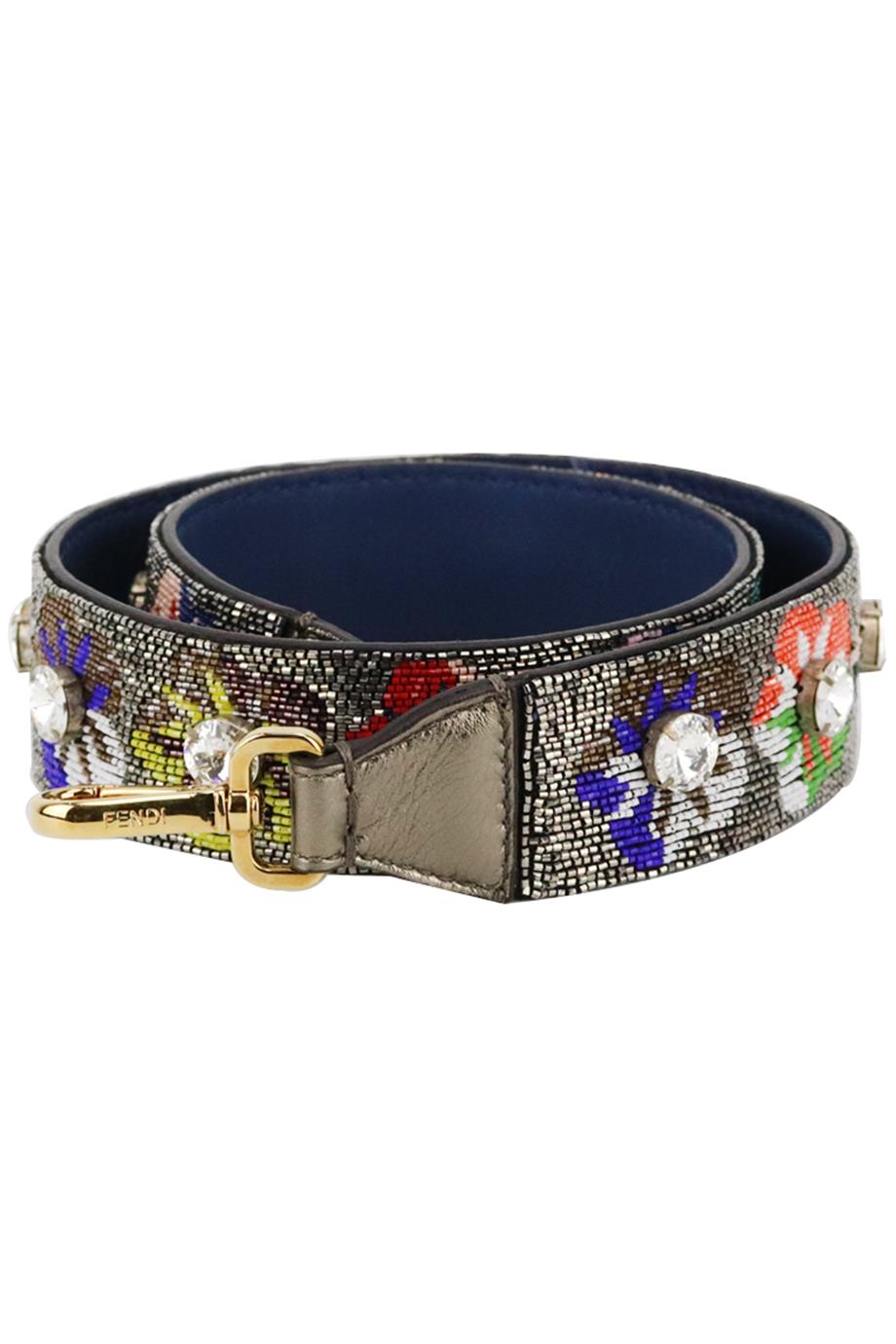 FENDI EMBELLISHED LEATHER BAG STRAP