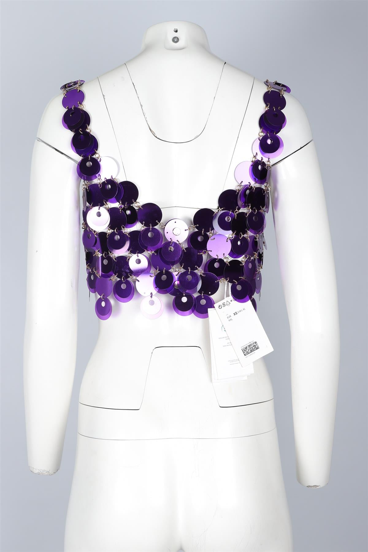 RABANNE + H&M PUPLE SEQUIN TOP XSMALL/SMALL