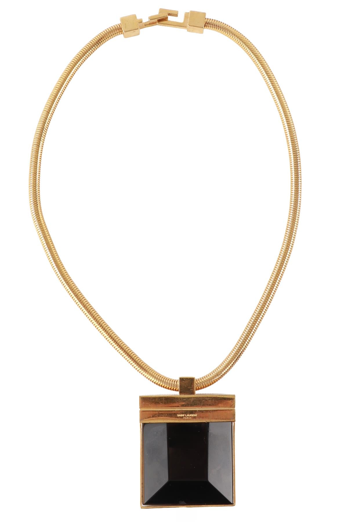 SAINT LAURENT BLACK RESIN AND GOLD TONE NECKLACE