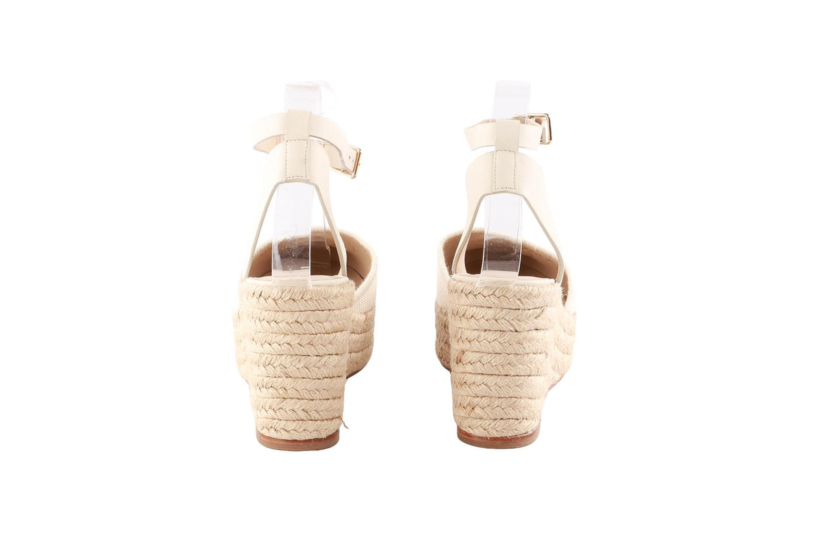 GIORGIO ARMANI CREAM CANVAS WEDGE ESPADRILLES EU 38 UK 5 US 8