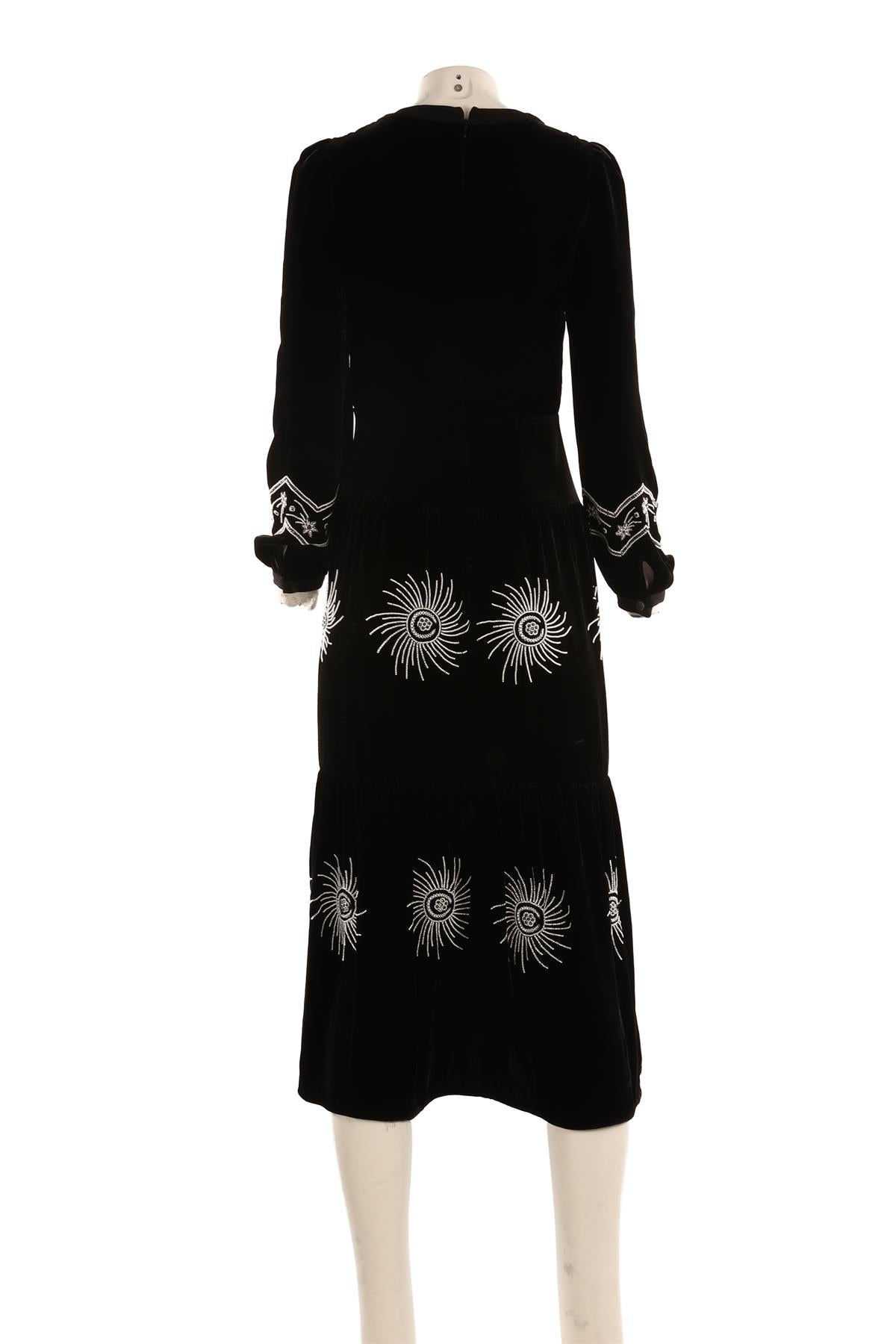 SALONI BLACK VELVET MAXI DRESS UK 8