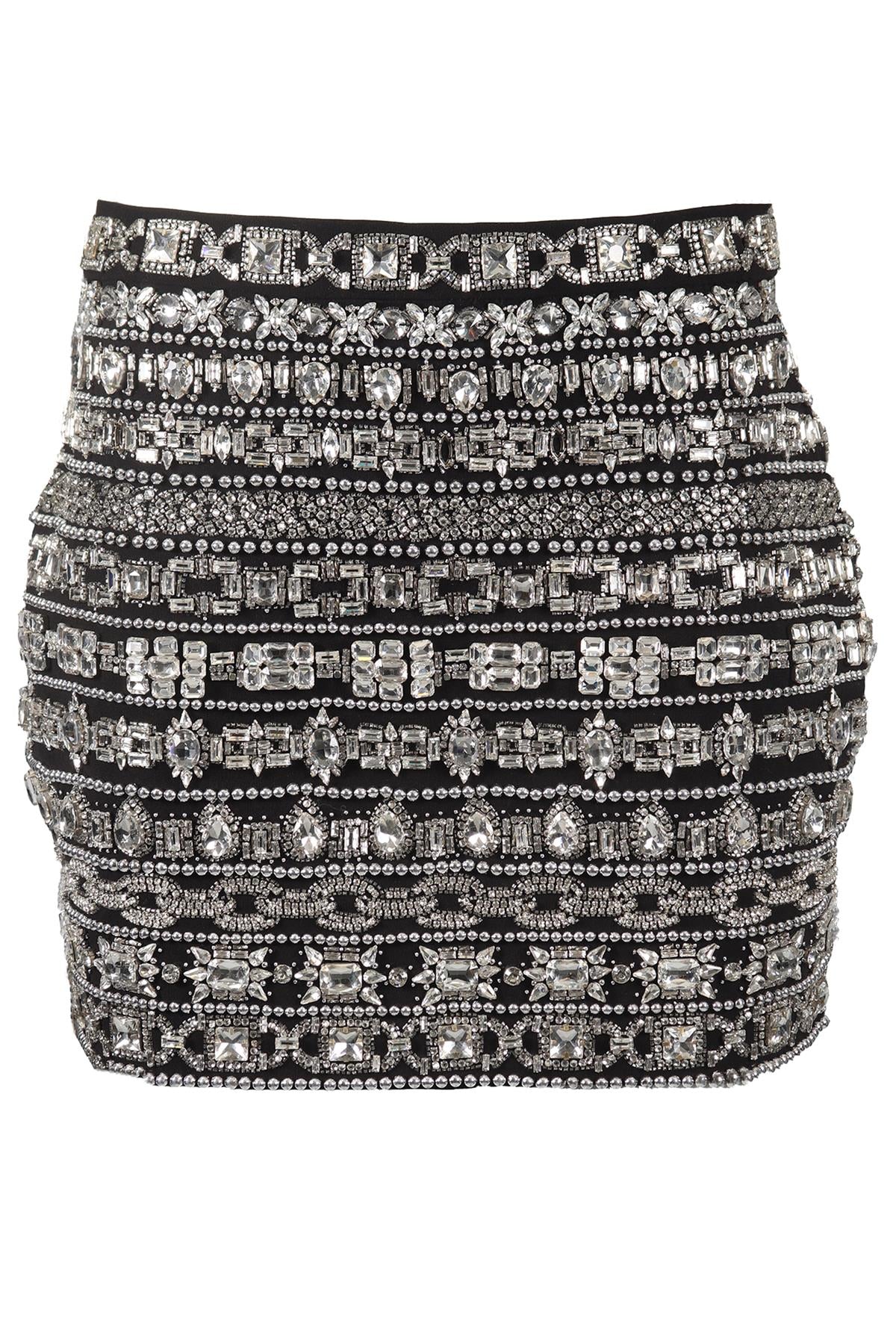 ALEXANDRE VAUTHIER CRYSTAL AND CREPE MINI SKIRT FR 38 UK 10