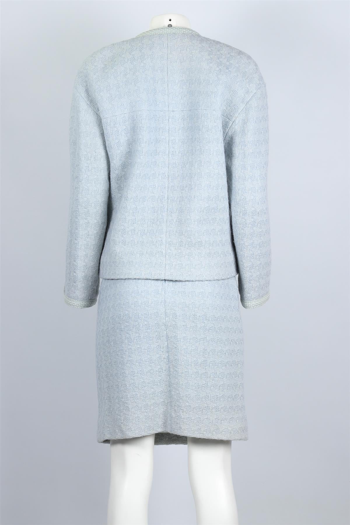 CHANEL BLUE 1987 WOOL SKIRT SUIT FR 38 UK 10