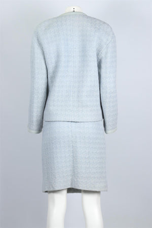 CHANEL BLUE 1987 WOOL SKIRT SUIT FR 38 UK 10