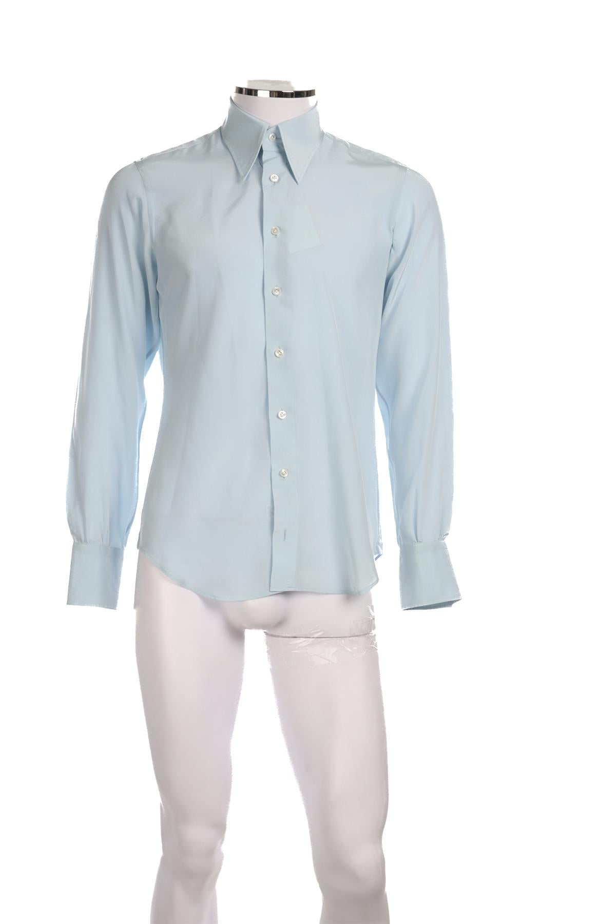 EDWARD SEXTON BLUE MENS SILK SHIRT MEDIUM