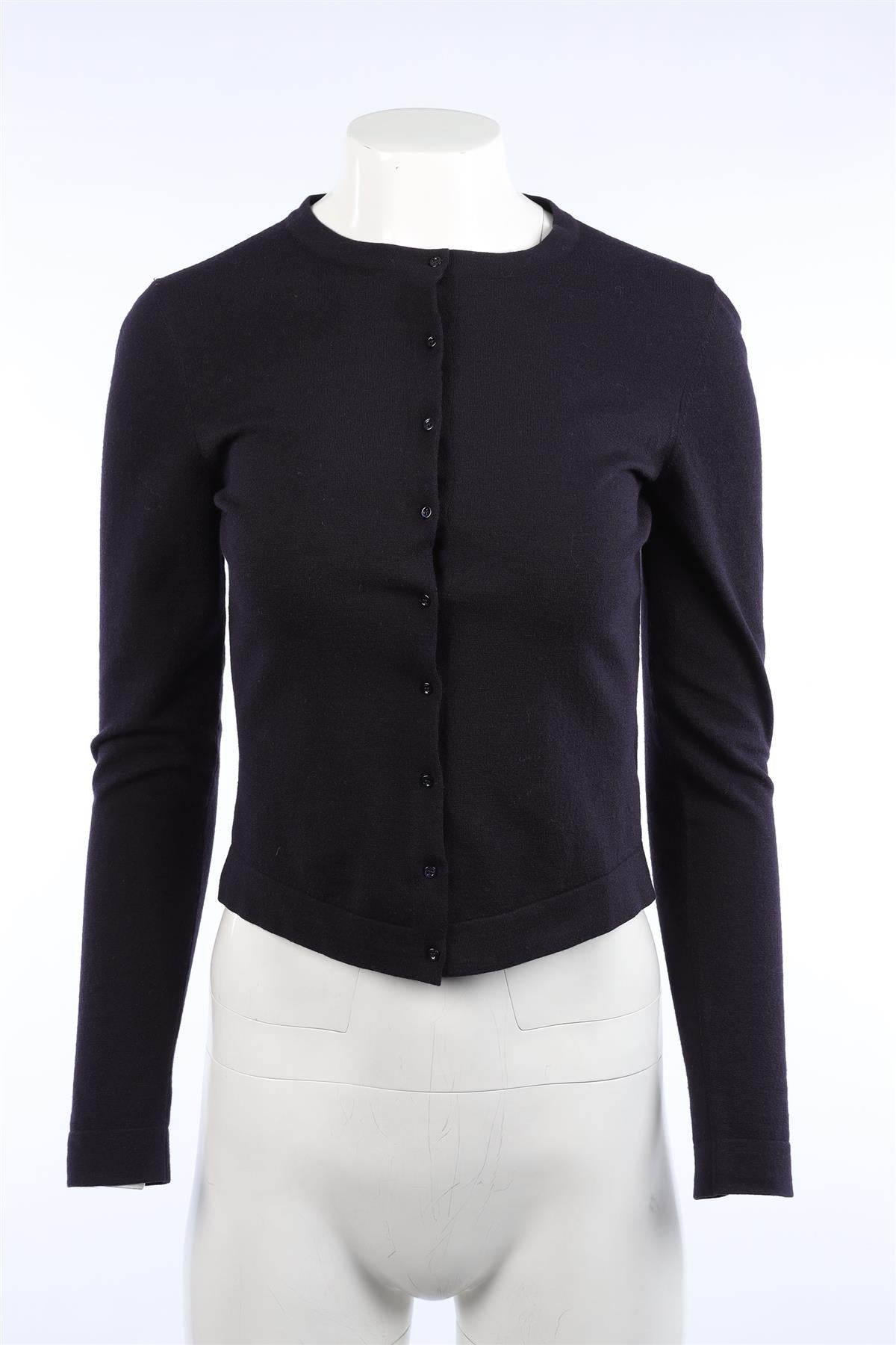 ALAÏA NAVY WOOL CARDIGAN FR 38 UK 10