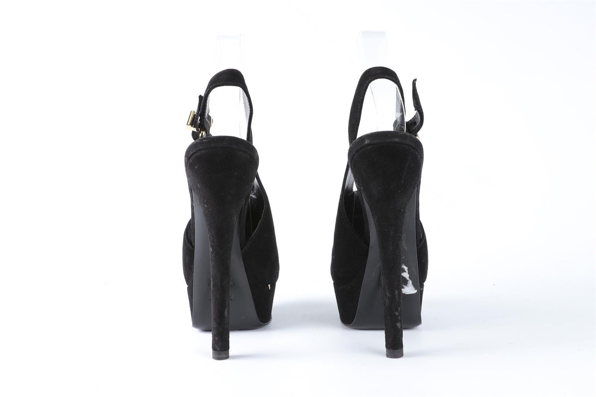 FENDI BLACK SUEDE PLATFORM SANDALS EU 36 UK 3 US 6