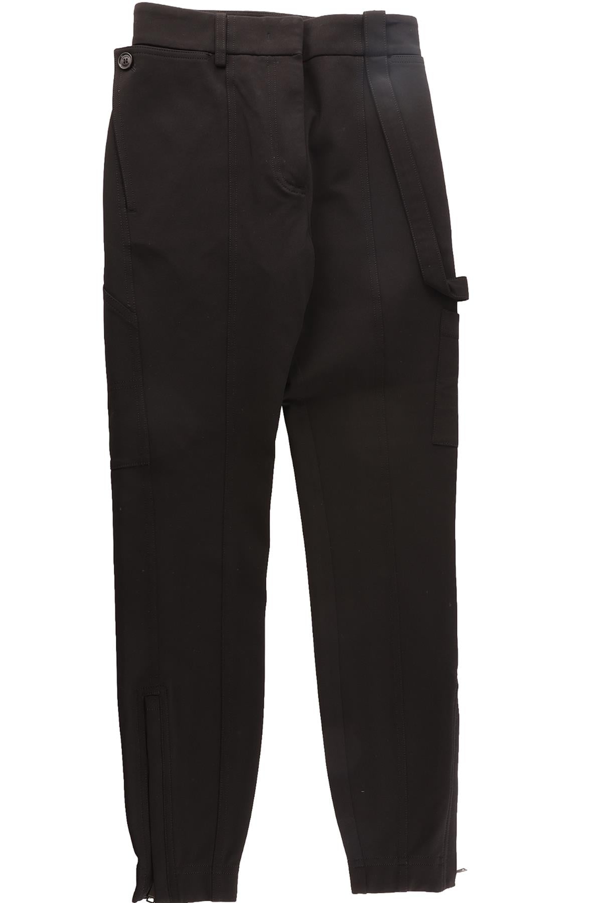 BURBERRY BLACK WOVEN SKINNY PANTS UK 2