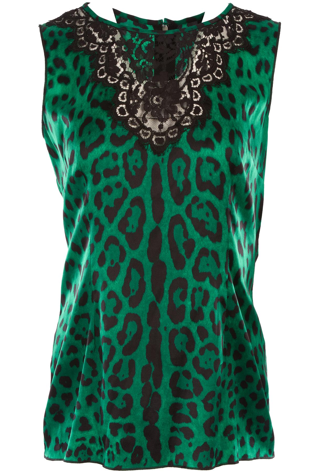 DOLCE & GABBANA GREEN SILK TOP IT 46