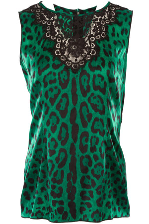 DOLCE & GABBANA GREEN SILK TOP IT 46