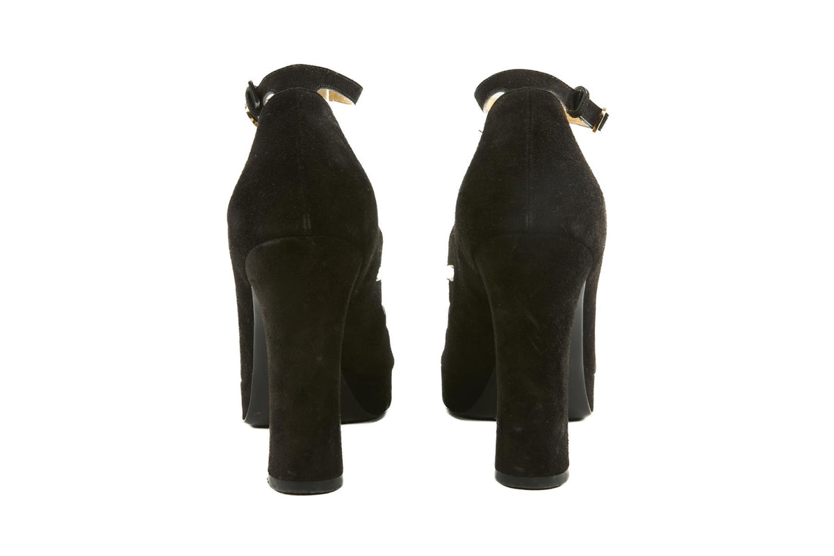 CHANEL BLACK 2024 SUEDE PLATFORM SANDALS EU 39 UK 6 US 9