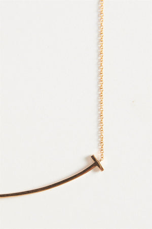 TIFFANY & CO. T SMILE LARGE 18K ROSE GOLD AND DIAMOND NECKLACE