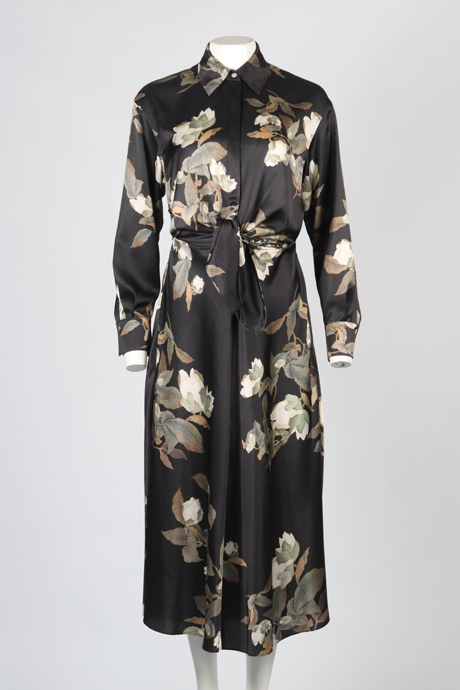 VINCE FLORAL PRINT SATIN MAXI DRESS SMALL