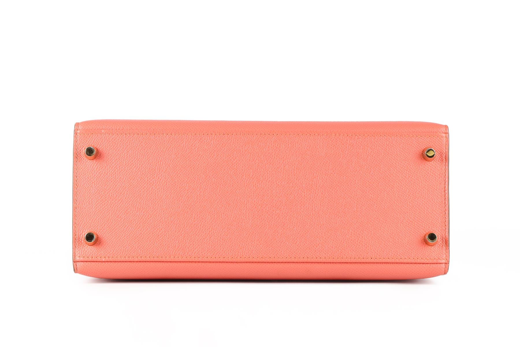 HERMÈS PINK 2014 KELLY SELLIER 28 CM EPSOM LEATHER BAG IN FLAMINGO