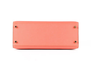 HERMÈS PINK 2014 KELLY SELLIER 28 CM EPSOM LEATHER BAG IN FLAMINGO