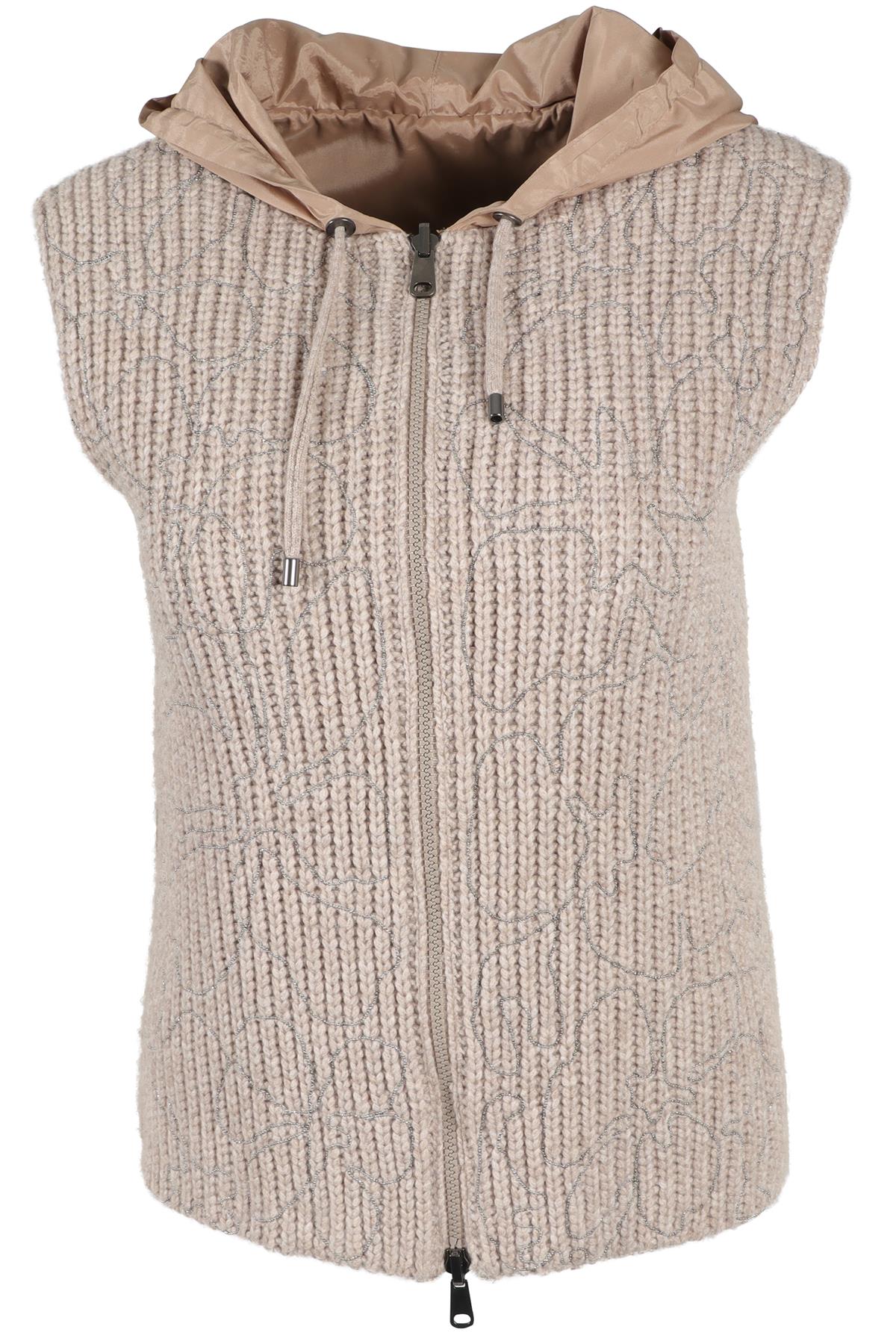 BRUNELLO CUCINELLI BEIGE WOOL AND NYLON VEST SMALL