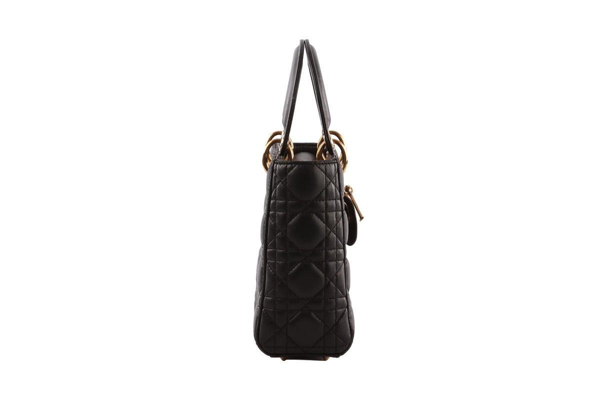 BLACK LADY DIOR MY ABCDIOR SMALL CANNAGE LEATHER TOTE BAG