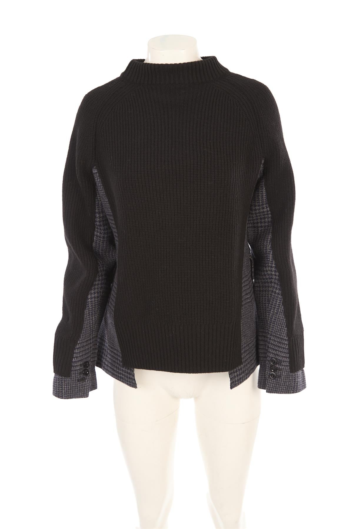 SACAI BLACK WOOL SWEATER JP 2 UK 12