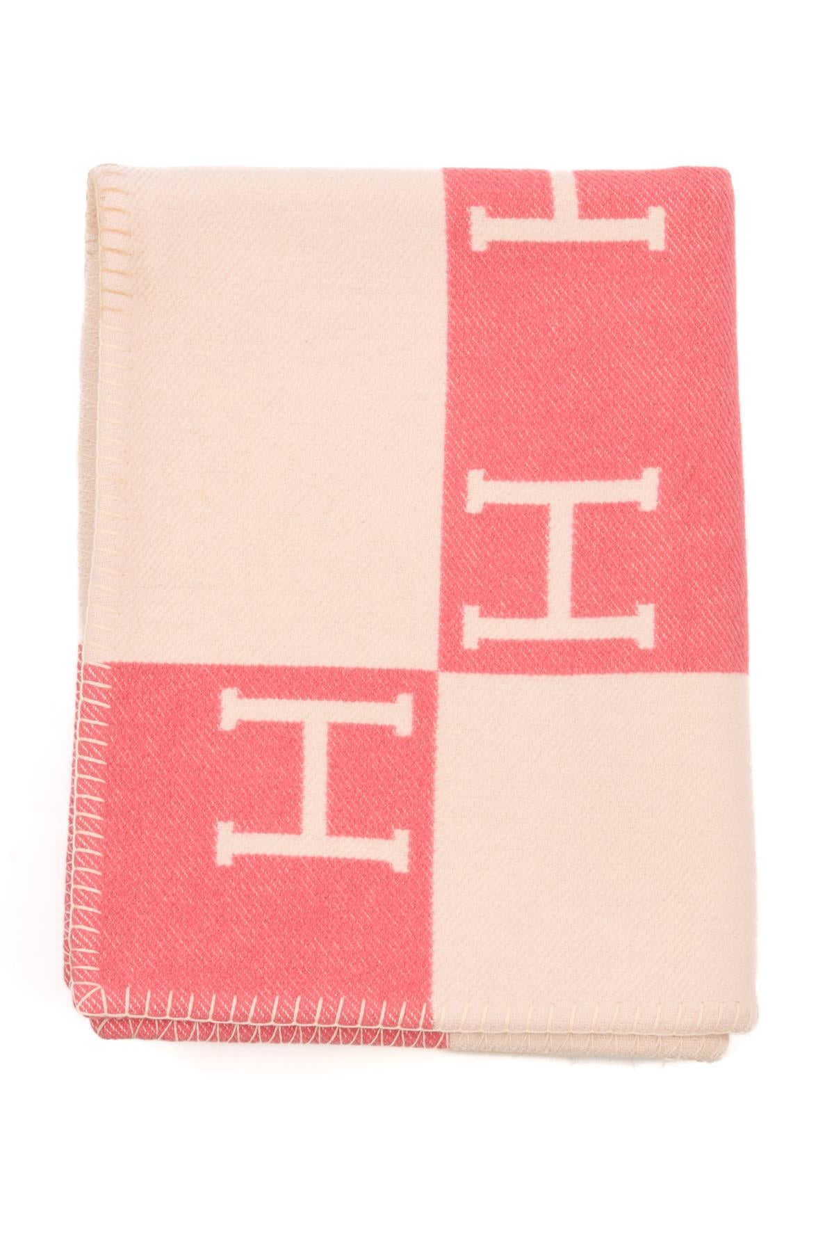 HERMÈS PINK AVALON WOOL BABY BLANKET 95X135 CM