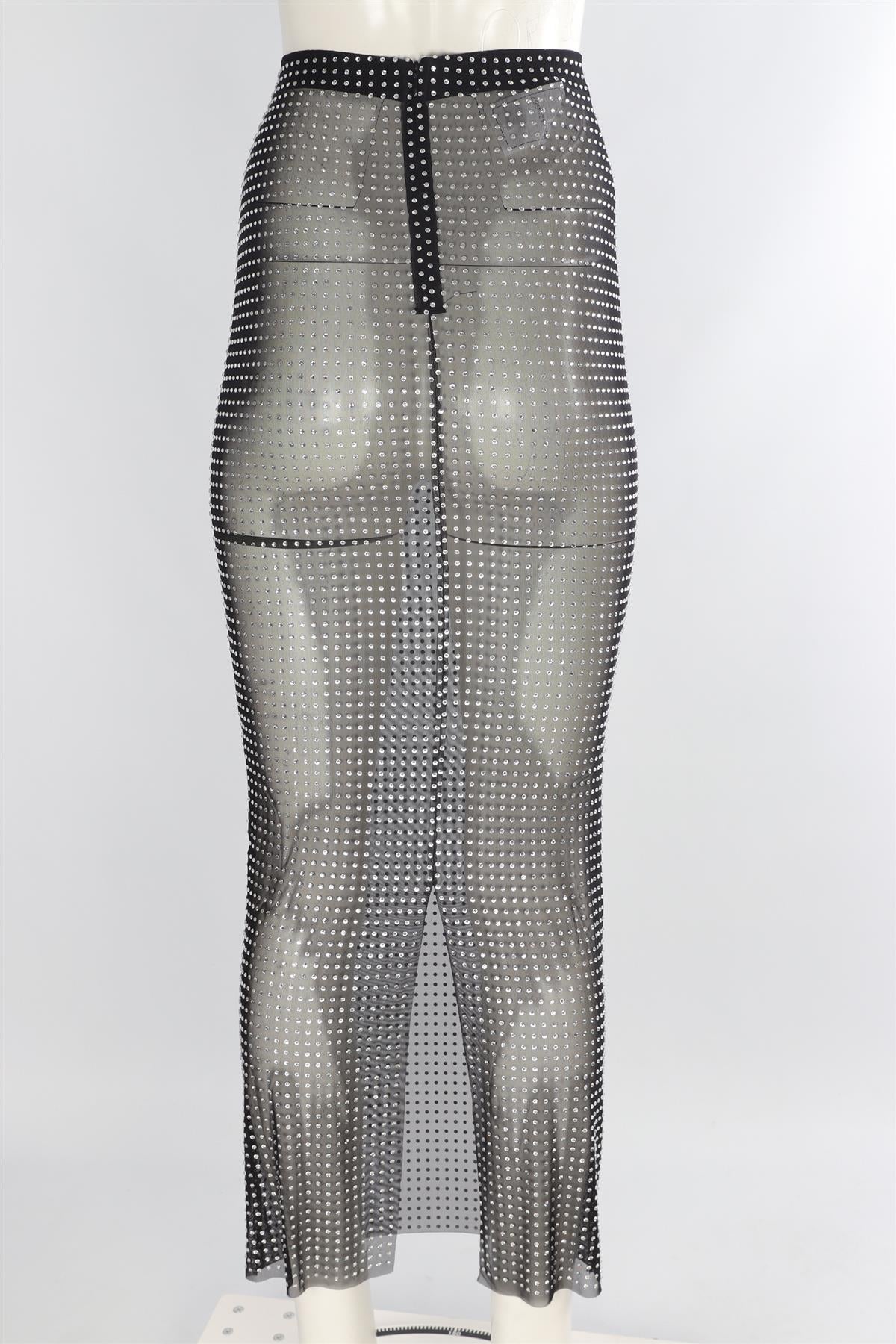 GIUSEPPE DI MORABITO BLACK MESH MIDI SKIRT IT 38 UK 6