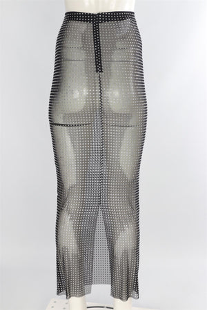 GIUSEPPE DI MORABITO BLACK MESH MIDI SKIRT IT 38 UK 6