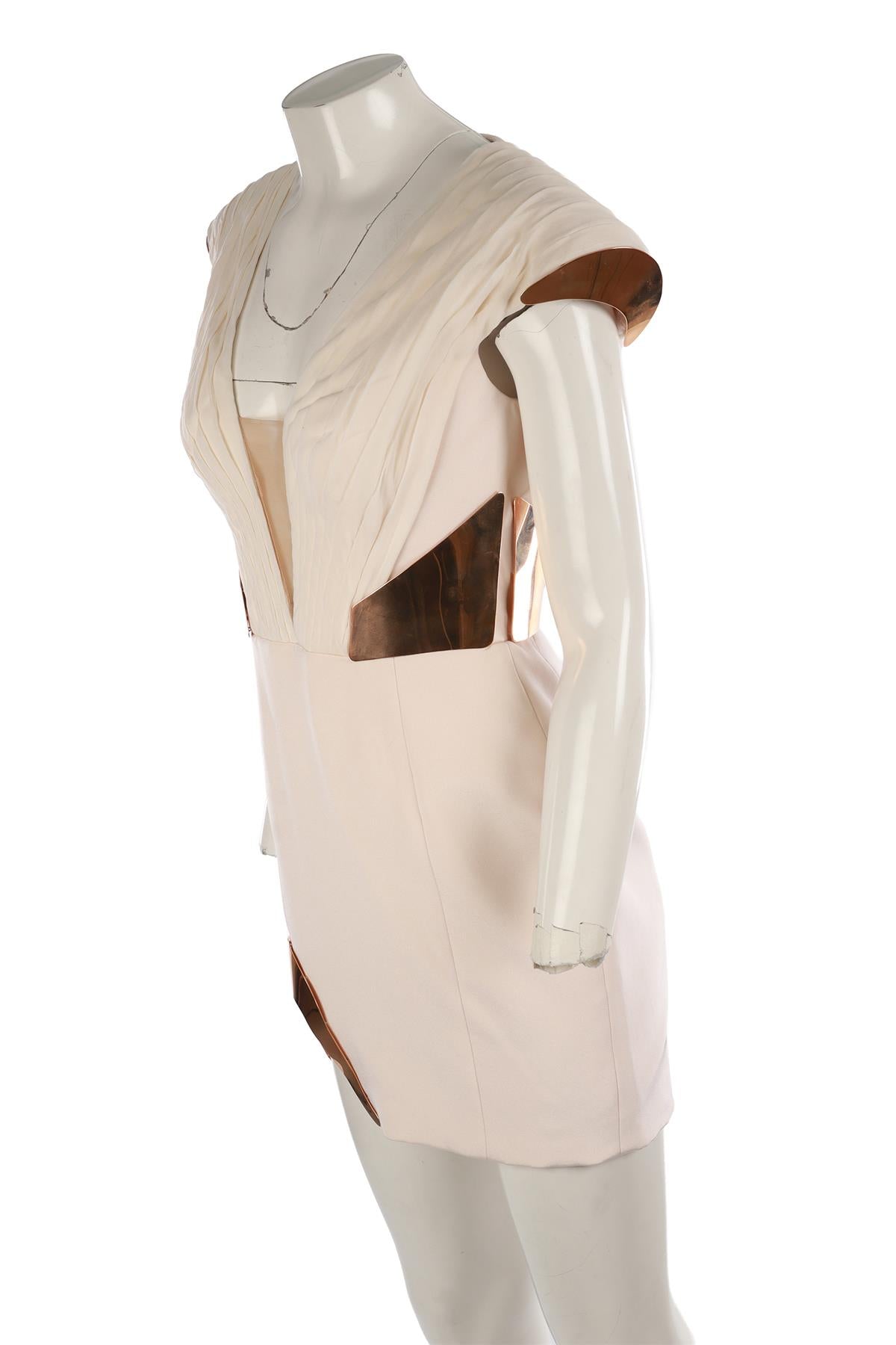 RALPH & RUSSO CREAM SILK DRESS MEDIUM