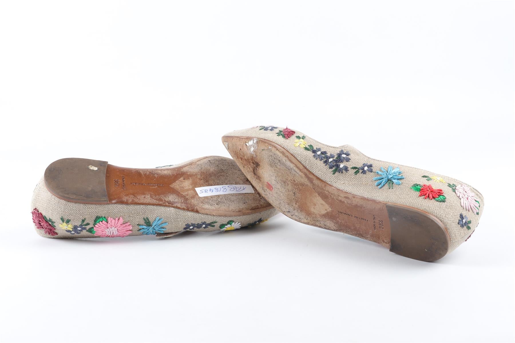 TABITHA SIMMONS BEIGE CANVAS BALLET FLATS EU 38.5 UK 5.5 US 8.5