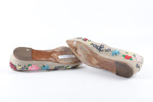 TABITHA SIMMONS BEIGE CANVAS BALLET FLATS EU 38.5 UK 5.5 US 8.5