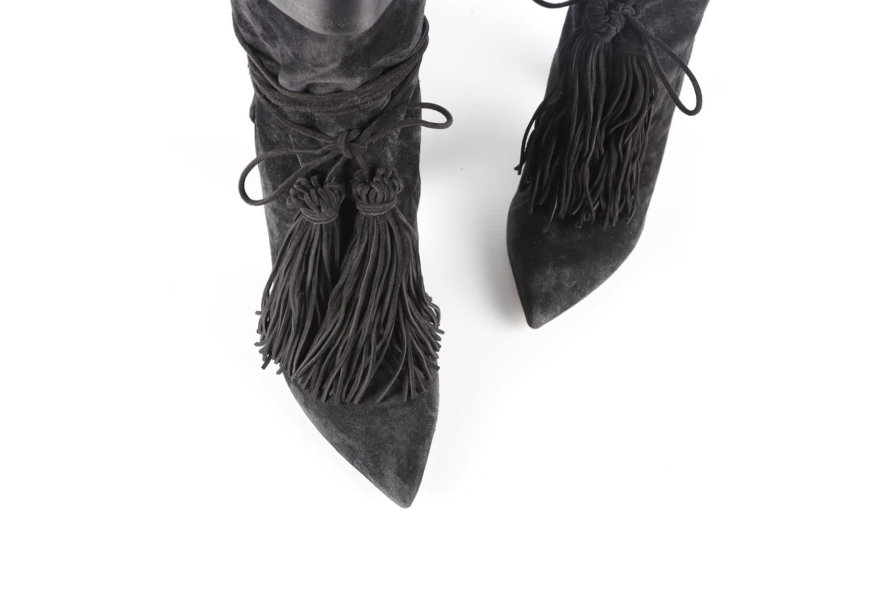 SAINT LAURENT BLACK SUEDE ANKLE BOOTS EU 39.5 UK 6.5 US 9.5