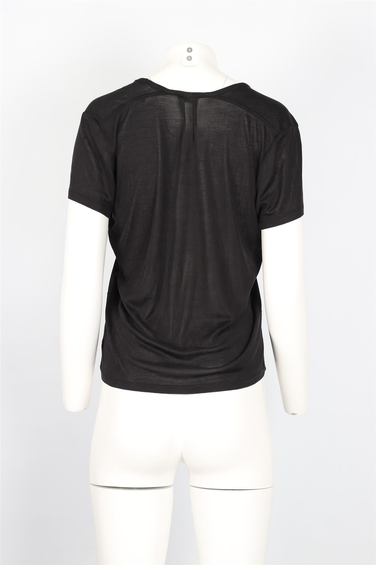 SAINT LAURENT BLACK SILK T-SHIRT SMALL