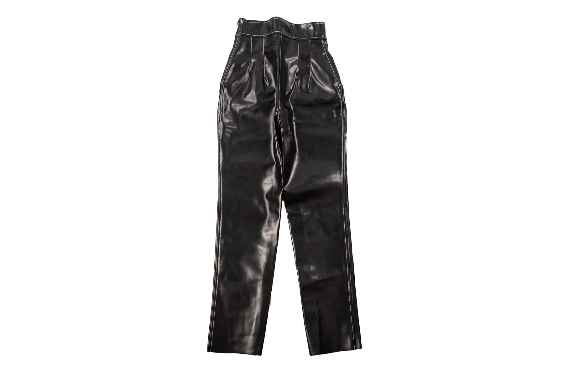 PHILOSOPHY DI LORENZO SERAFINI BLACK FAUX LEATHER STRAIGHT LEG PANTS IT 38 UK 6