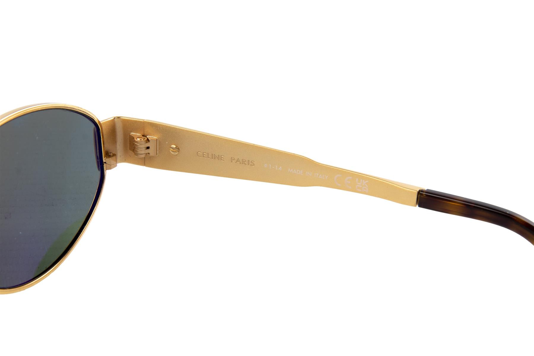 CELINE GOLD TRIOMPHE OVAL FRAME GOLD TONE SUNGLASSES
