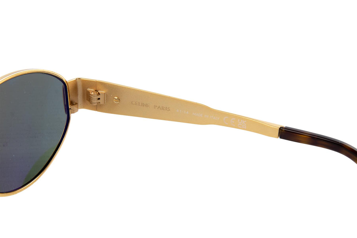 CELINE GOLD TRIOMPHE OVAL FRAME GOLD TONE SUNGLASSES