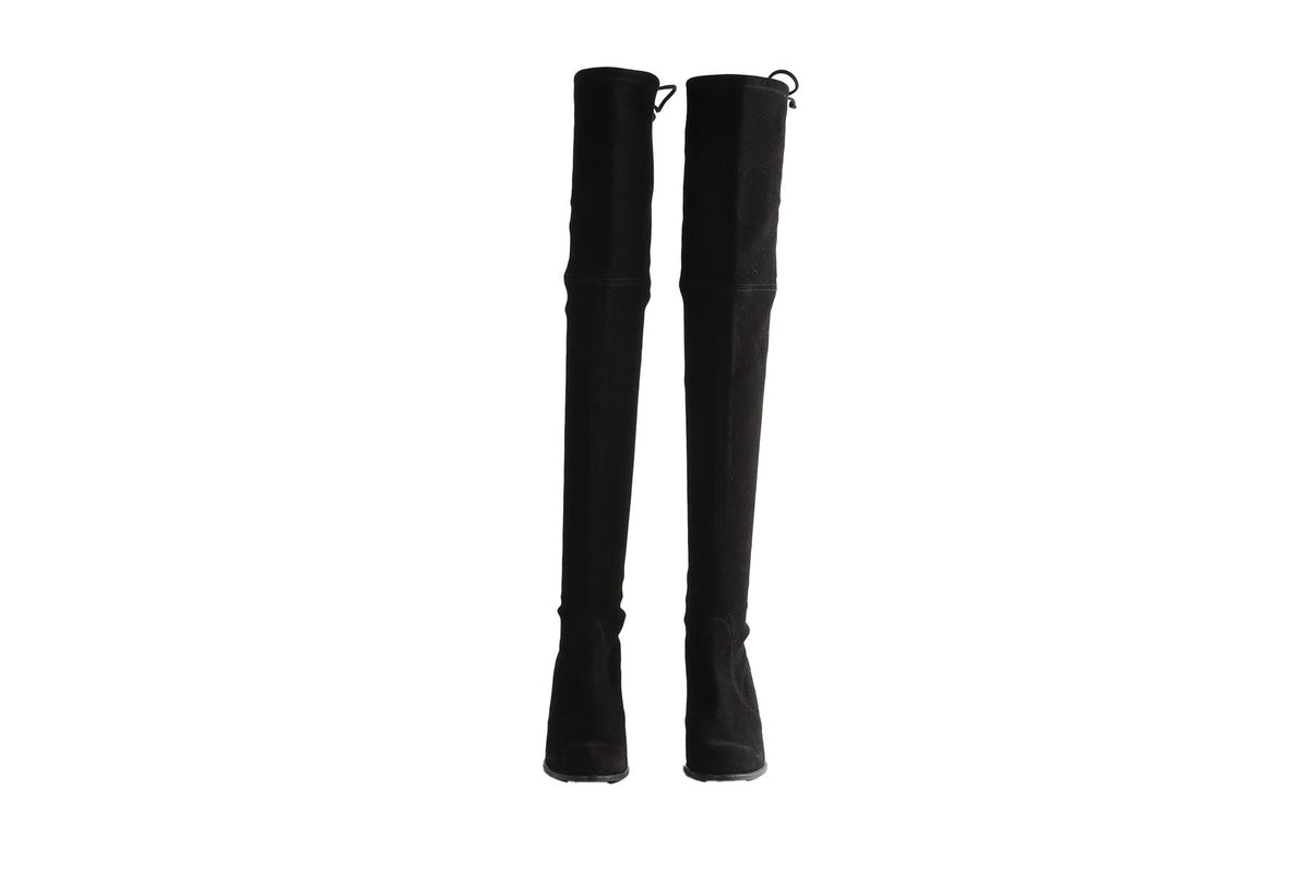 STUART WEITZMAN BLACK HIGHLAND SUEDE OVER THE KNEE BOOTS US 8.5 UK 5.5 EU 38.5